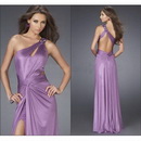 Fantacy Designer A-Line Satin Unique Purple Color Prom Dress