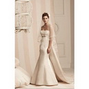 Train Satin Wedding Dresses Bridal Gown Customize W1064 Strapless Mermaid Watteau