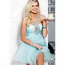 Straps Elegant Sweetheart Organza Beading Embroidery Tulle Crystal Ruffles Homecoming Dress
