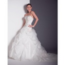 Chapel Train Backless Zipper Up Floor-Length Wedding Dresses