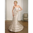 2011 New Style Silver Mermaid Satin Strapless Neckline Handmate Flowers And Bead Wedding Dress Bridal Gown AM-8