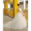 Chiffon Material Princess Strapless Floor Length Wedding Dress