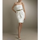 Sheath Column Strapless Knee-length Satin Taffta Wedding Dresses