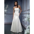 A-line Floor Length Lace-up Backless Satin Chiffon Empire Wedding Dresses