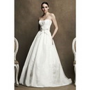 Strapless Sweep Backless Dropped Sashes White Elegant Luxury Wedding Dresses