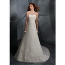 Sweep Train A-line Silk Chiffon Taffeta Lace Up Sweetheart Empire Wedding Dresses