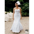 Floor Length Noble Zipper Lace Strapless Sleeveless Mermaid Wedding Dresses