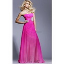 Chiffon Sleeveless Style Unique Rose Red Color Floor Length Prom Dresses