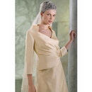 Floor-length Long Sleeve V-neck Appliques Elastic Silk-like Satin Luxury Wedding Dresses