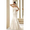 A-line Floor-length Strapless Bateau Lace Appliques Luxury Wedding Dresses