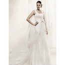 Freeshipping Custom Made Sweetheart A-Line Chiffon Handmade Flowers Ruffle Wedding Dresses Bridal Gowns -LS64