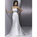 Off-the-shoulder Sheath Strapless Custom Made Hiqh Quality White Satin Lace Wedding Dresses