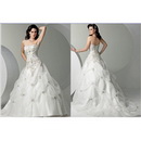 -line White Chiffon/Satin Court Train Wedding Dresses
