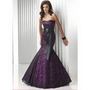 Elegant Trumpet Style Sleeveless Satin Lace with Black Blet Prom Dresses