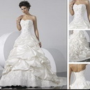 Off-the-shoulder A-line Cascading Ruffle Satin Luxury White Ivory Strapless Wedding Dresses