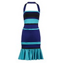 Colourblock Satin Halter Style Lace-Up Shooulder Evening Dresses