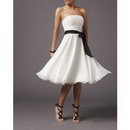 Elegant White Color Mini Cocktail Style Knee Length Prom Dress