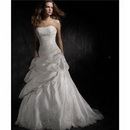 Satin Beaded Watteau Train Floor Length Wedding Dress