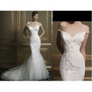Custom Made Gorgeous Free Shipping Mermaid Organza Off Shoulder Court Train Sleeveless Wedding Dresses For Bride