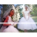 White Knee-length Tulle & Satin Celebrity Dresses