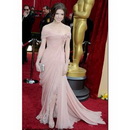 Sheath Column Off-The-Shoulder Chiffon Design Celebrity Dresses