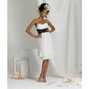 Strapless Chiffon Material with Flower Waistband Mini Wedding Dress