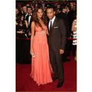 Peach Chiffon V-neck Sleeveless Floor-length Celebrity Dresses