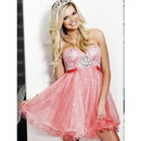 Pink Sleeveless Satin & Tulle Homecoming Dresses
