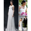 One Shoulder Chiffon Elastic Woven Satin Sweep Train Wedding Dresses