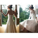 Lace Zipper Straples Tea-length Hourglass Wedding Dresses