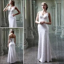Free Shipping Beaded Chiffon Deep V-neck Wedding Dress Bridal Dress Brand Coniefox 80565