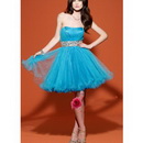 Knee Length Lovely Strapless Sashes Satin Organza Beading Embroidery Homecoming Dress