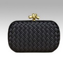 Classic Black Woven Design Lady's Leather Evening Bags