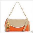 Orange PU Leather With Pearls Shoulder Bags