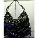 OL Fashion Black Zipper Shining Leather Messenger Bags