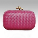Unique Peach Color Lady's Leather Woven Clutch Evening Bags