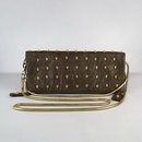 Dark Brown Luxury Stud Lady's Shoulder Style Evening Bags