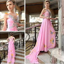 Ladies Bridal Party Evening Quinceanera Prom Pink Pattern Wedding Dresses