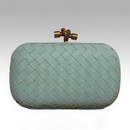 Pale Blue Color Woven Style Lady's Leather Evening Bags