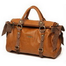 Elegant Light Brown Genuine Leather Lady's Tote Style Evening Bags