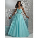 Cheap Prom Evening Party Blue Zipper Sleeveless Wedding Dresses