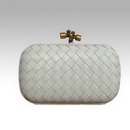 Noble White Color Clutch Style Lady's Woven Leather Evening Bags