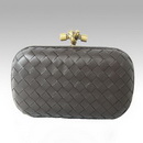 Lambskin Material Clutch Style Coffee Woven Design Evening Bags