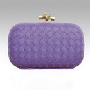 Woven Style Sheep Leather Luxury Purple Evening Bags