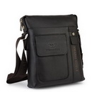 Fashion Men's Business Genuine Leather Smooth Handfeel Easy Push-button Shoulder Bag