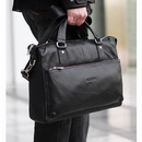 New Male Fashion Soft-skinned Genuine Leather Black Shoulder Bag