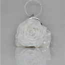 Rose Flower Style Satin and Organza Lady's White Evening Bags