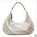 Khaki With Lattice Straw Shoulder Bag