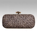 Dark Brown Snakeskin Pattern Lady's Leather Evening Bags