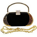 Golden & Black A Handle With Diamond Evening Bags